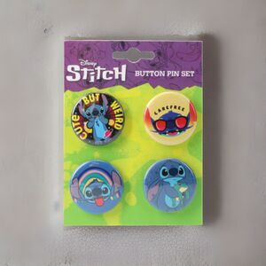 🔥Disney Stitch Button Pin Set Of 4 BNWT🔥